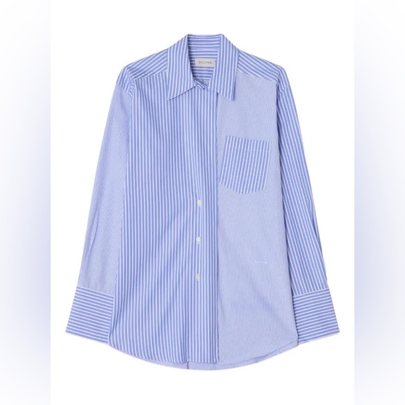House of Dagmar Asymmetrical Striped Button Down Shirt - Picture 1 of 5
